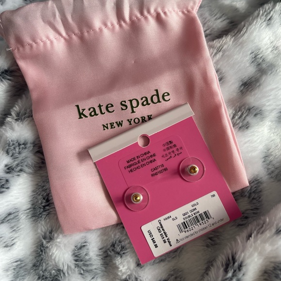 NEW Kate Spade Mini Bow Gold Plated 14k Earrings - Picture 2 of 2